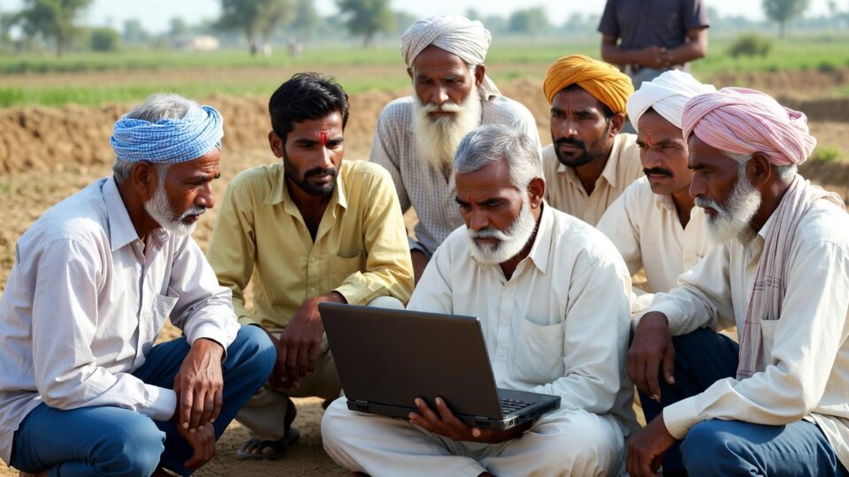 PM Kisan farmers with laptop