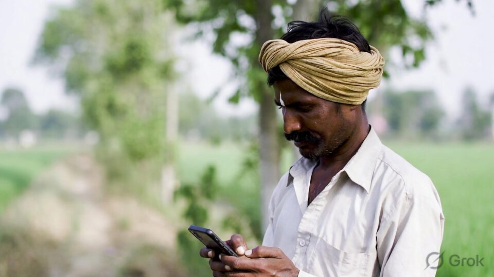 Agriculture App and farmer using mobile