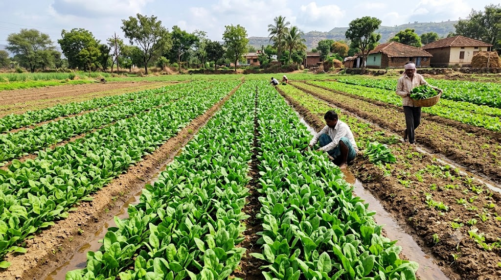 Spinach cultivation in summer